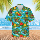 Tropical Train Hawaiian Shirt print before personalizing, front view