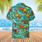 Tropical Train Hawaiian Shirt with custom faces, back view