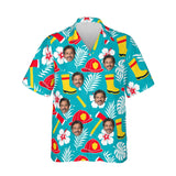 Tropical Rescue Firefighter Hawaiian Shirt personalized with printed faces, front view