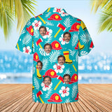 Tropical Rescue Firefighter Hawaiian Shirt with custom faces, back view