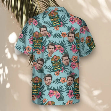 Tropical Tiki Mask custom Hawaiian shirt with photos, example 1