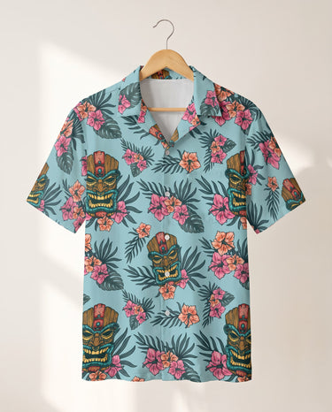 Tropical Tiki Mask Hawaiian shirt print before personalizing