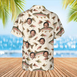Trout & Flies Fishing Hawaiian Shirt with custom faces, back view