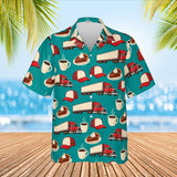 Truck Stop Diner Trucker Hawaiian Shirt print before personalizing, front view