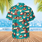 Truck Stop Diner Trucker Hawaiian Shirt with custom faces, back view