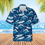 Tuna Waves Fishing Hawaiian Shirt print before personalizing, front view