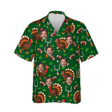 Turkey Bowl Football Thanksgiving Hawaiian Shirt personalized with printed faces, front view