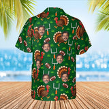 Turkey Bowl Football Thanksgiving Hawaiian Shirt with custom faces, back view