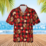 Turkey Buffalo Plaid Thanksgiving Hawaiian Shirt print before personalizing, front view