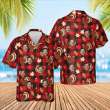 Turkey Buffalo Plaid Thanksgiving Hawaiian Shirt with custom faces, front and back