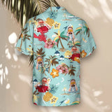 Turquoise Tropical Island custom Hawaiian shirt with photos, example 1