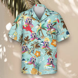 Turquoise Tropical Island custom Hawaiian shirt with photos, example 2