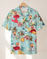 Turquoise Tropical Island personalized Hawaiian shirt printed with customer faces