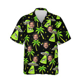 UFO Abduction Sci-Fi Hawaiian Shirt personalized with printed faces, front view