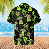 UFO Abduction Sci-Fi Hawaiian Shirt with custom faces, back view