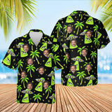 UFO Abduction Sci-Fi Hawaiian Shirt with custom faces, front and back