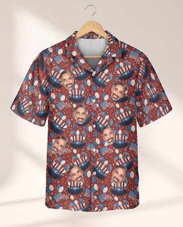 Uncle Sam Celebration personalized Hawaiian shirt printed with customer faces