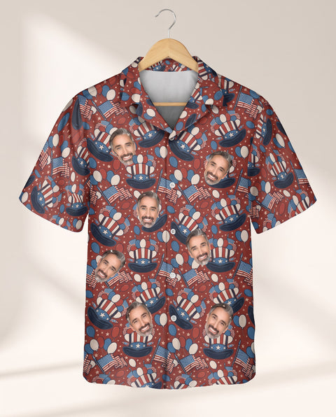 Uncle Sam Celebration personalized Hawaiian shirt printed with customer faces