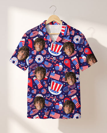 Uncle Sam USA Party personalized Hawaiian shirt printed with customer faces
