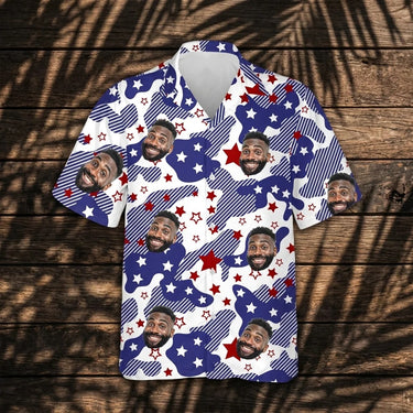 USA Flag Aloha custom Hawaiian shirt with photos, example 1