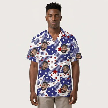 USA Flag Aloha custom Hawaiian shirt with photos, example 3