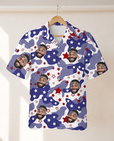USA Flag Aloha personalized Hawaiian shirt printed with customer faces