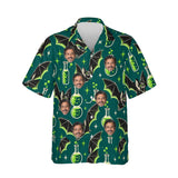 Vampire Bats & Potions Goth Hawaiian Shirt personalized with printed faces, front view