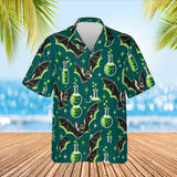 Vampire Bats & Potions Goth Hawaiian Shirt print before personalizing, front view