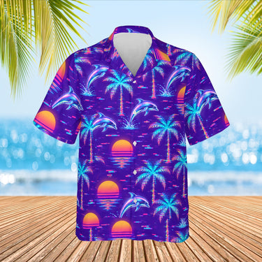 Vaporwave Ugly Hawaiian Shirt print before personalizing, front view