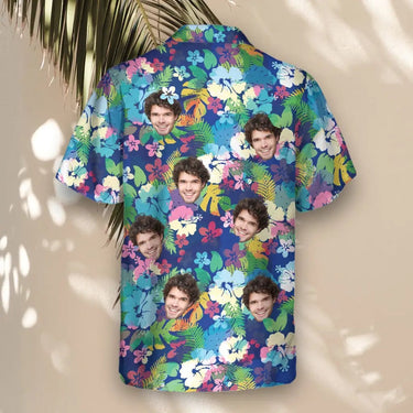 Vibrant Hibiscus custom Hawaiian shirt with photos, example 1