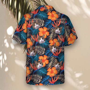 Vibrant Tropical Floral custom Hawaiian shirt with photos, example 1