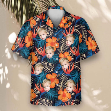 Vibrant Tropical Floral custom Hawaiian shirt with photos, example 2