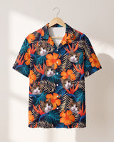 Vibrant Tropical Floral personalized Hawaiian shirt printed with customer faces