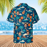Vintage 50s Aloha Shirt with custom faces, back view