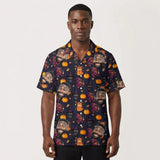 Vintage Black Cat Halloween custom Hawaiian shirt with photos, example 1
