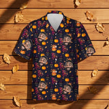 Vintage Black Cat Halloween custom Hawaiian shirt with photos, example 3