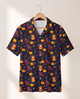 Vintage Black Cat Halloween Hawaiian shirt print before personalizing