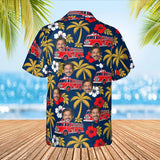 Vintage Fire Truck Firefighter Hawaiian Shirt with custom faces, back view
