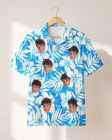 Vintage Hibiscus Vibes personalized Hawaiian shirt printed with customer faces
