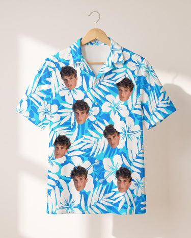 Vintage Hibiscus Vibes personalized Hawaiian shirt printed with customer faces