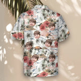 Vintage Island Palm Hibiscus custom Hawaiian shirt with photos, example 1