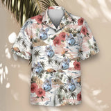 Vintage Island Palm Hibiscus custom Hawaiian shirt with photos, example 2