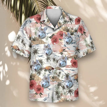 Vintage Island Palm Hibiscus custom Hawaiian shirt with photos, example 2