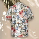 Vintage Island Palm Hibiscus custom Hawaiian shirt with photos, example 3