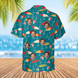 Vintage Lures Fishing Hawaiian Shirt with custom faces, back view