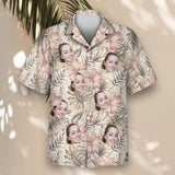Vintage Palm Hibiscus custom Hawaiian shirt with photos, example 2