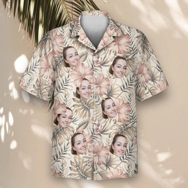 Vintage Palm Hibiscus custom Hawaiian shirt with photos, example 2