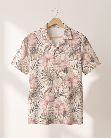 Vintage Palm Hibiscus Hawaiian shirt print before personalizing