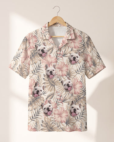 Vintage Palm Hibiscus personalized Hawaiian shirt printed with customer faces