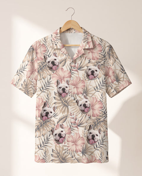 Vintage Palm Hibiscus personalized Hawaiian shirt printed with customer faces